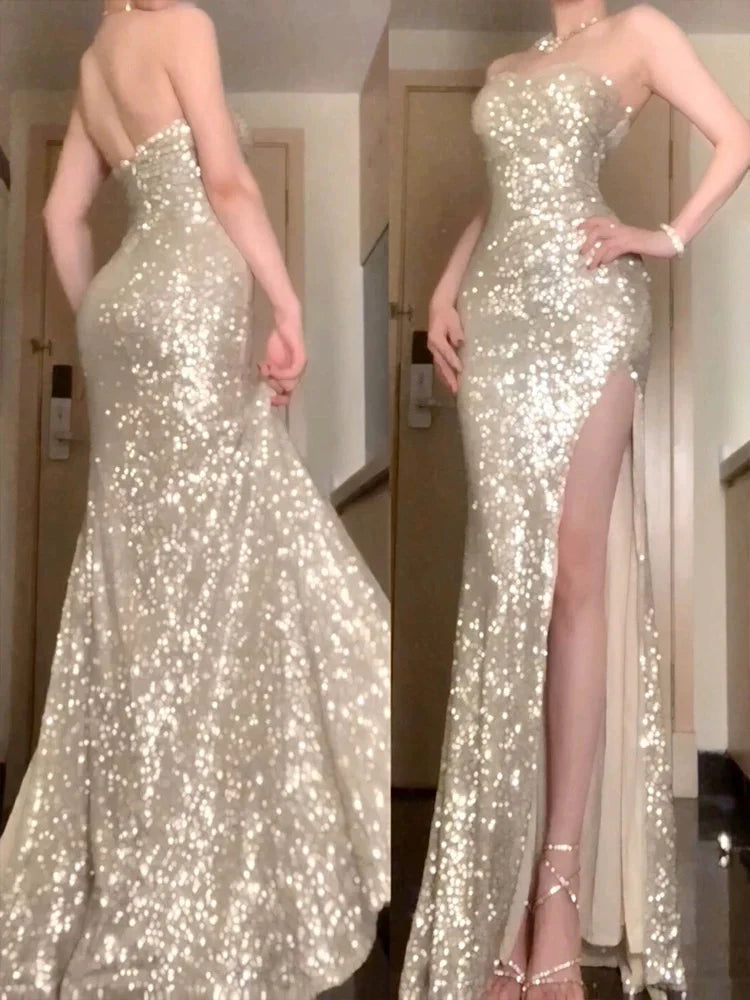 Wholesale Gorgeous Mermaid Sweetheart Sequin Evening Dress Prom Dresses Birthday Outfits formal wear dresses